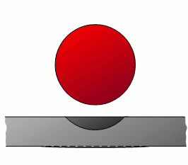 布氏測(cè)試過(guò)程中鈑金的凸起過(guò)程動(dòng)畫